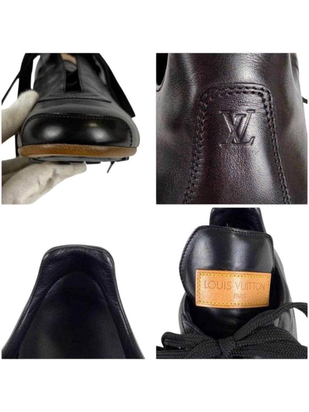 ★SOLD★ Louis Vuitton Leather Sneakers Black Football Soccer Shoes 5 - Picture 11 of 15